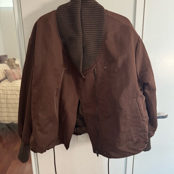 ZARA ZW COLLECTION RIBBED JACKET - Chocolate - Picture 4 of 8